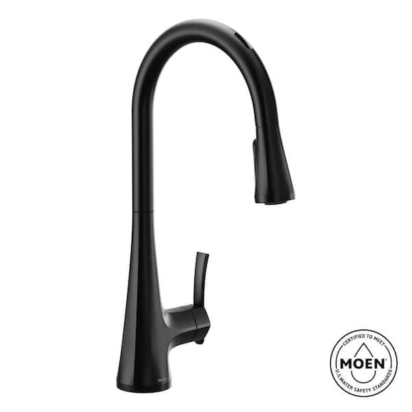 Sinema Single-Handle Smart Touchless Pull Down Sprayer Kitchen Faucet with Voice Control and Power Boost in Matte Black