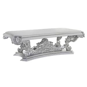 Valkyrie Antique Platinum Finish Wood 51 in. Pedestal Dining Table Seats 6