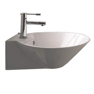 Cono Wall Mounted Bathroom Sink in White