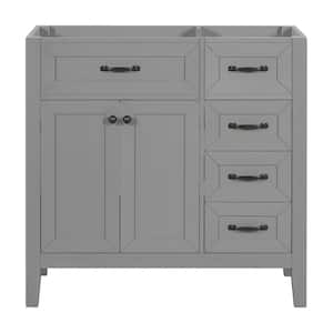 35.5 in. Bath Vanity Cabinet without Top in Gray with 3 Drawers