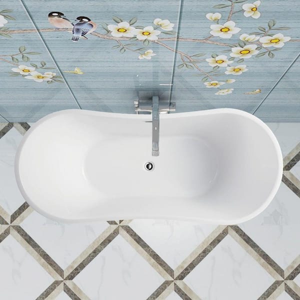 Vanity Art Bourges 55 in. x 28.3 in. Soaking Bathtub with Left Drain in  White/Polished Chrome VA6522-S - The Home Depot