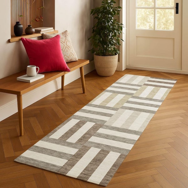 Chantille Machine Washable Indoor/Outdoor Abstract ACN2332 Ivory 2 ft. 3 in. x 7 ft. 6 in. Runner Rug