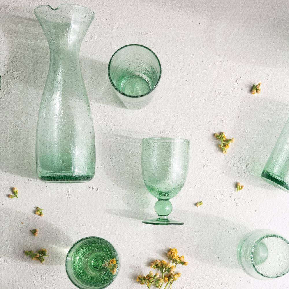 Clear Sculptural Bubble Glass Decanter, 12.5 Inches Tall