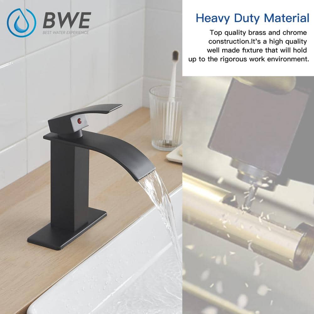 Matte Black Single Handle Waterfall Bathroom Faucet