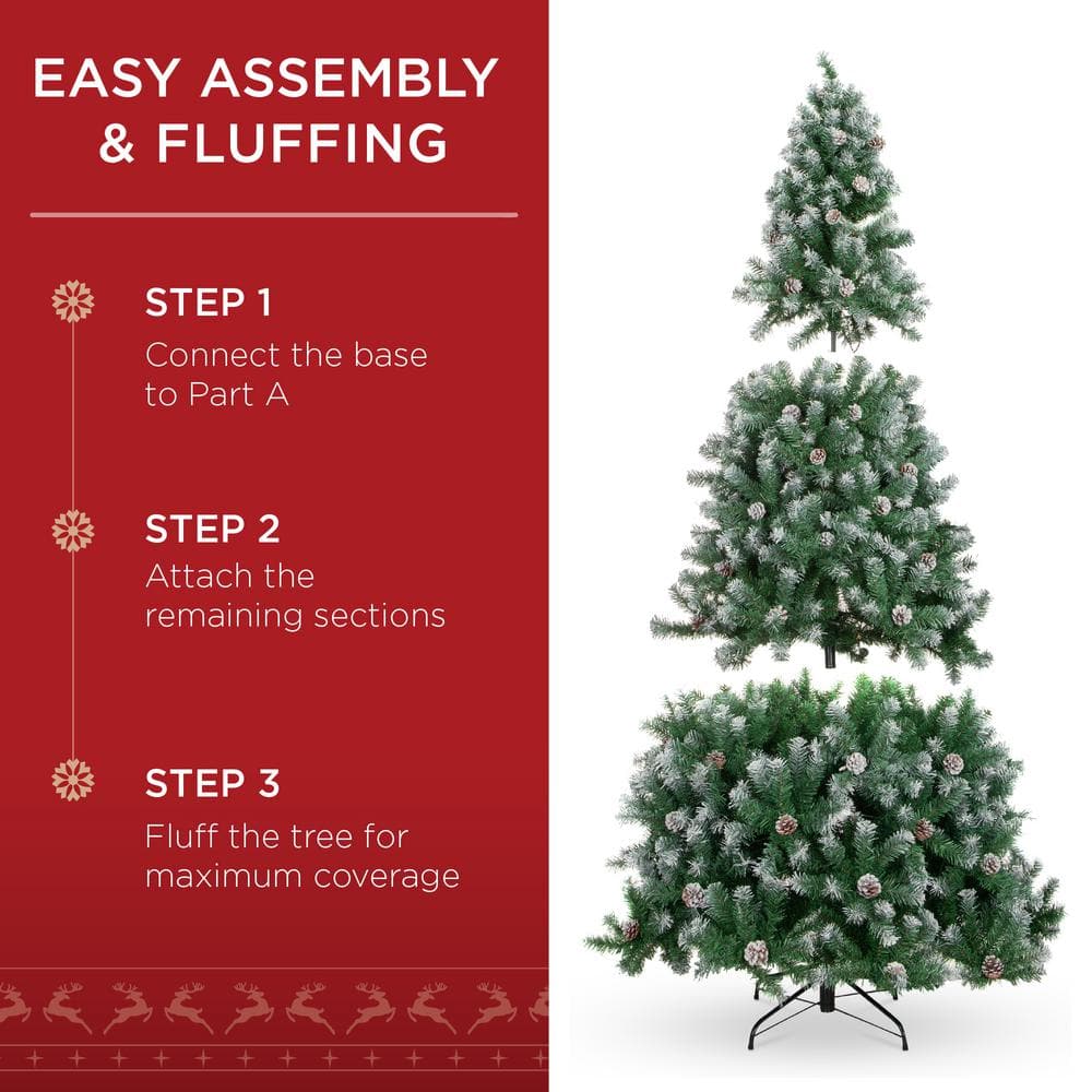 7.5ft Green Partially Flocked Virginia Pine Artificial Christmas Tree
