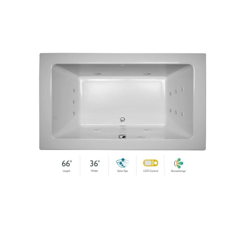 Sia 66" White Acrylic Drop-In Whirlpool Bathtub with Jets