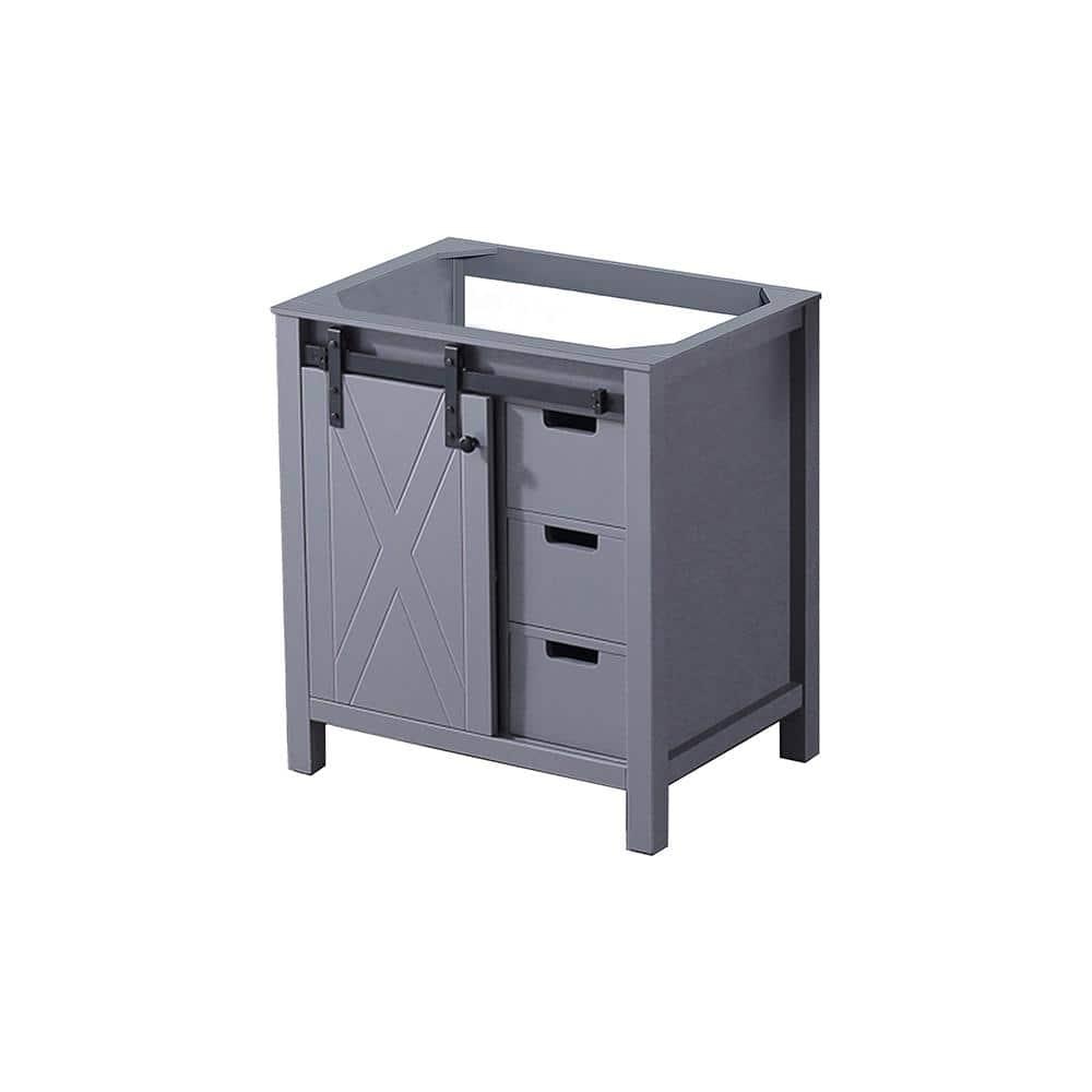 Marsyas 30-inch Dark Gray Freestanding Bathroom Vanity with Barn Door