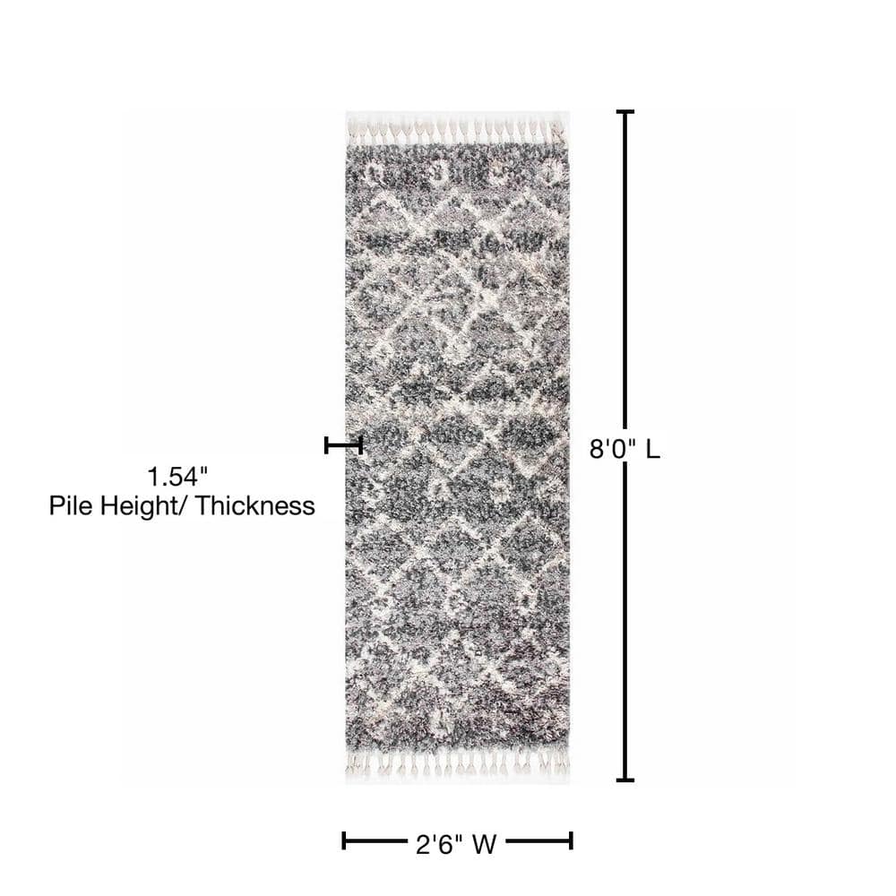 Transitional Kristi Easy-Care Shag Runner Rug, 2' 6" x 8', Gray