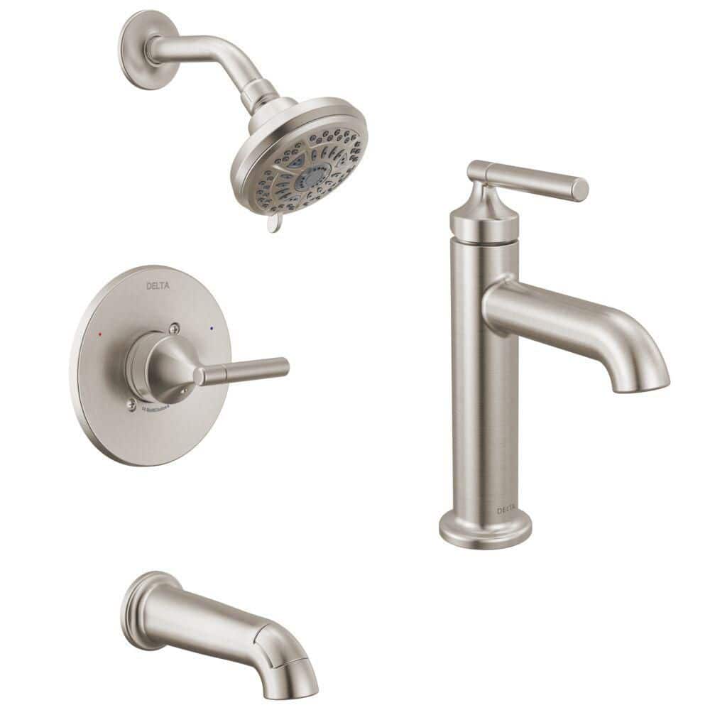 Foundations Design Series Modern Single Handle Single Hole Bathroom Sink Faucet Bundle Tub/Shower in Brushed Nickel price history on PriceWatchPro