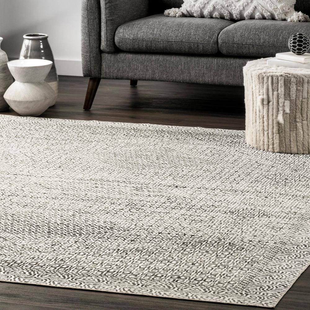 Sleek Gray Synthetic 14''x8'' Easy-Care Area Rug