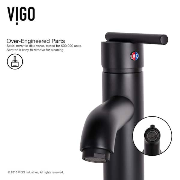 VIGO - Seville Single Handle Single-Hole Bathroom Vessel Faucet in Matte Black