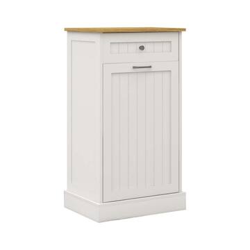FUNKOL 20 in. W x 14 in.D x 36 in. H in White MDF Ready to Assemble Floor Base Kitchen Cabinet with 1 Drawer LHTrashCabinet3