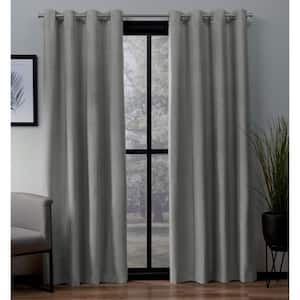 London Dove Grey Woven Solid 54 in. W x 84 in. L Noise Cancelling Thermal Grommet Blackout Curtain (Set of 2)