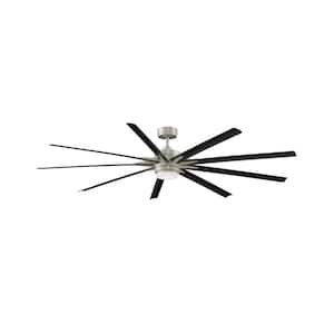 Odyn 84 in. Integrated LED Indoor/Outdoor Brushed Nickel with Black Blades DC Ceiling Fan with Light Kit and Remote