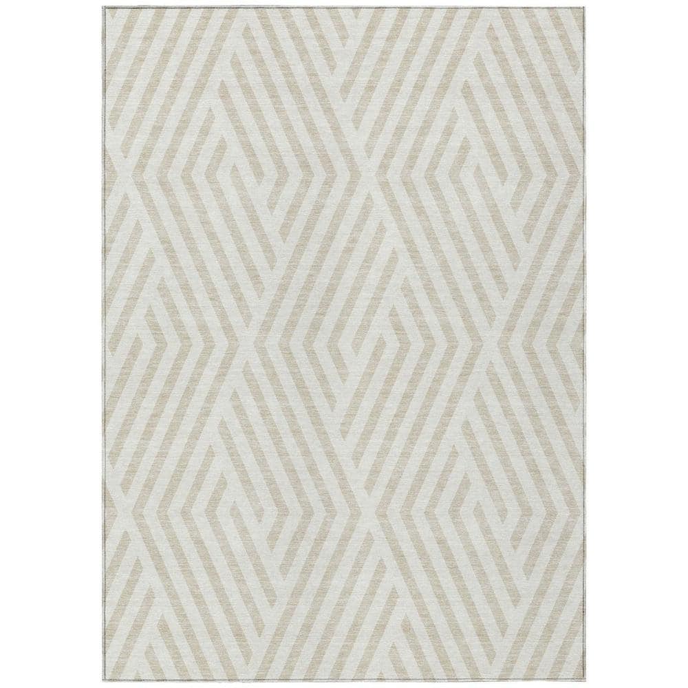 Beige and Ivory 3 ft. x 5 ft. Woven Geometric Rectangle Indoor/Outdoor Area Rug price history on PriceWatchPro