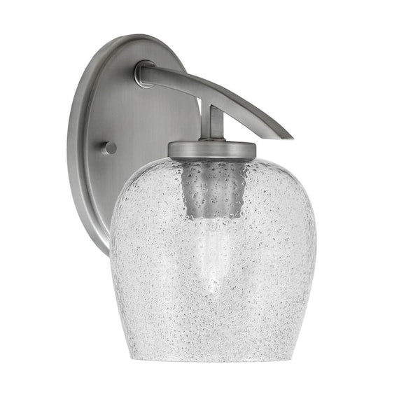 Unbranded Siena 1-Light Graphite Downlight Wall Sconce with Smoke Bubble Glass Shade