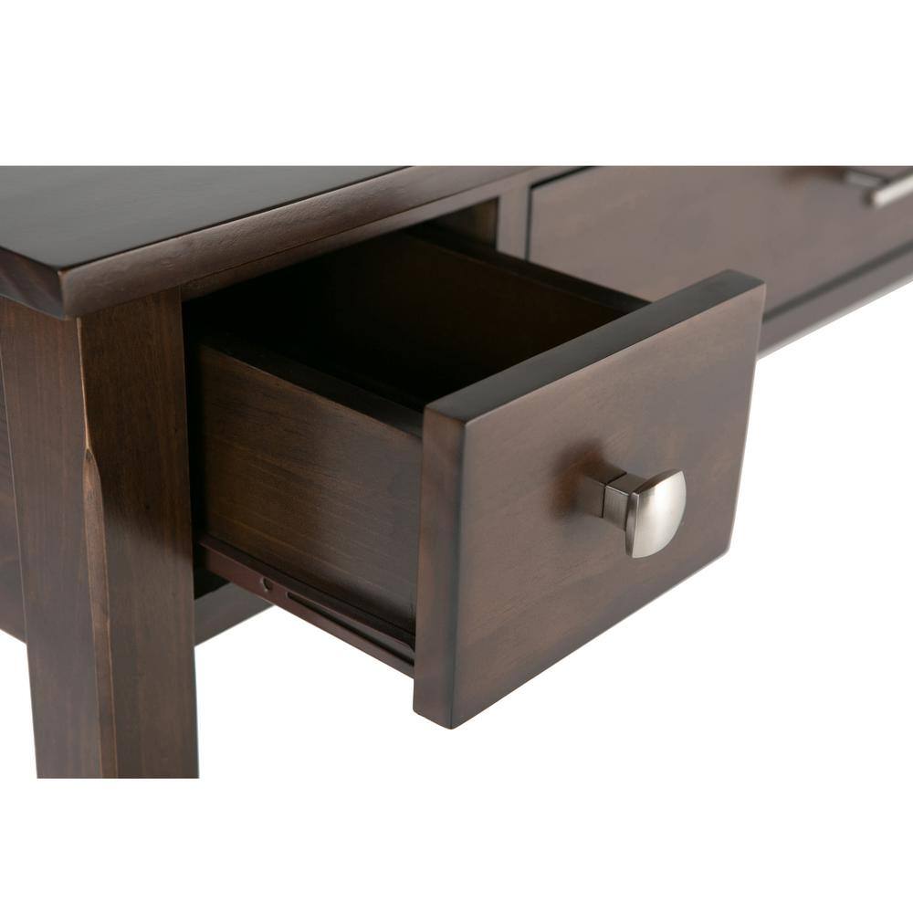 Rich Tobacco Brown Pine Wood Writing Desk with Drawers