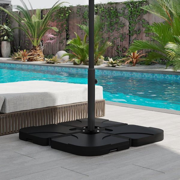 black steel patio umbrella Outsunny Steel Patio Umbrella Base in Black 84D-278V00BK