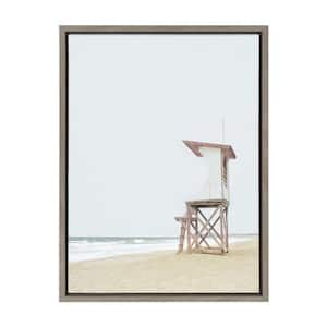 Wood Ocean Beach Lifeguard Tower by The Creative Bunch Studio Framed Nature Canvas Wall Art Print 24.00 in. x 18.00 in.