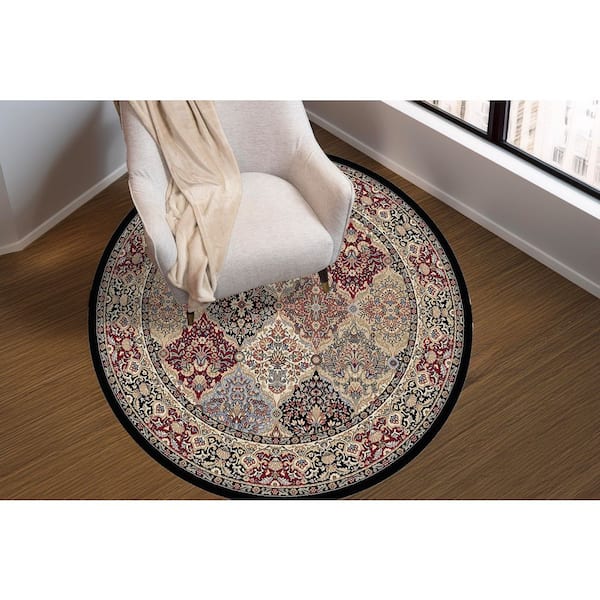 Ancient Garden Multi Panel 5 ft. x 5 ft. Round Area Rug