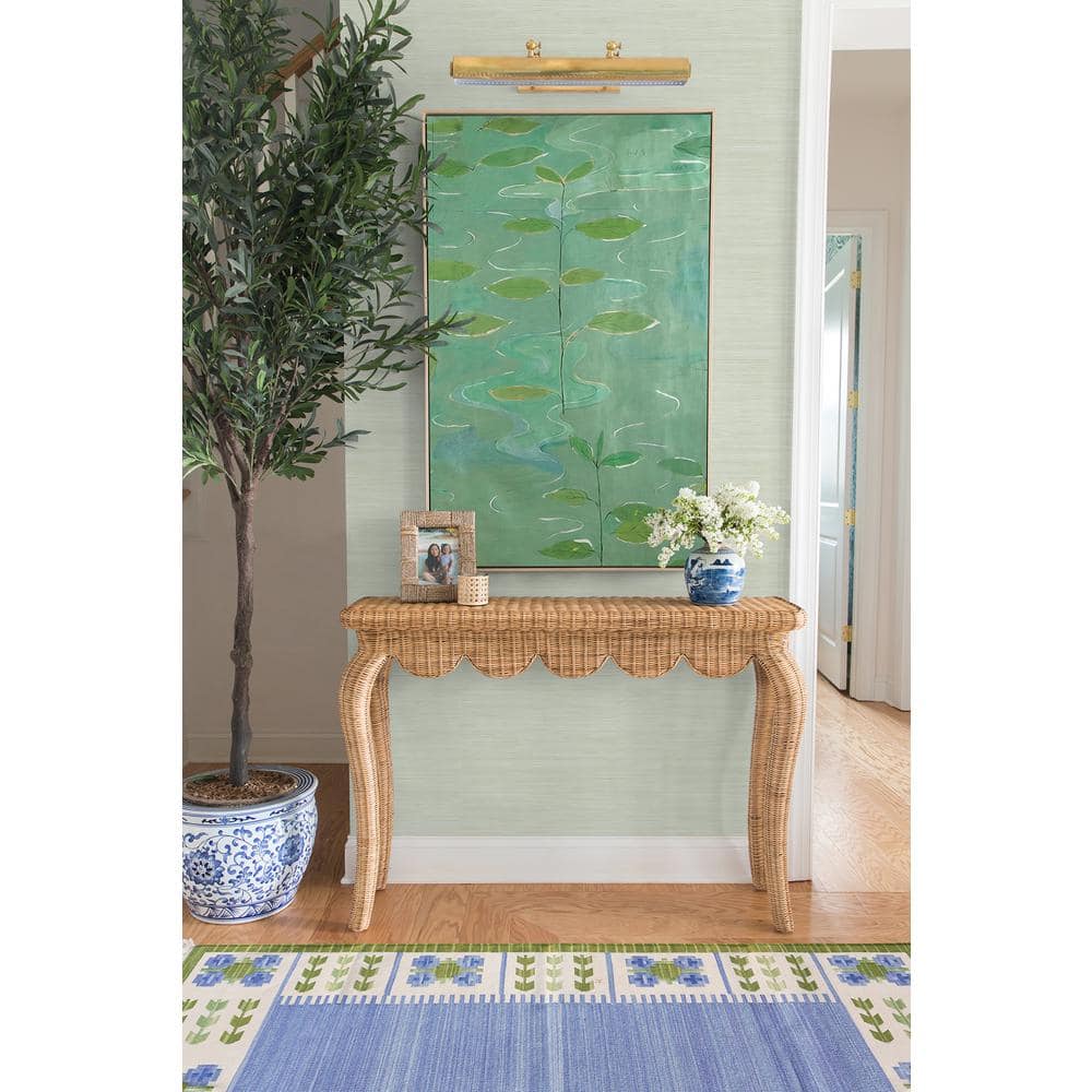 Light Green Faux Grasscloth Peel and Stick Wallpaper Roll