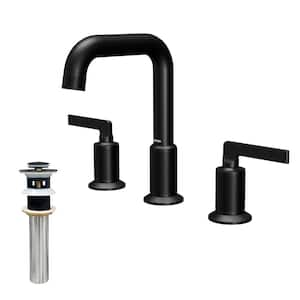 Gillingham Widespread 2-Handle Three Hole Bathroom Faucet with Matching Pop-up Drain in Matte Black