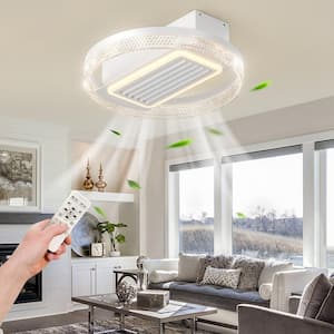 20 in. W Indoor White Modern Leafless Ceiling Fan with Remote Control Removable and Washable Ceiling Fans with Lights