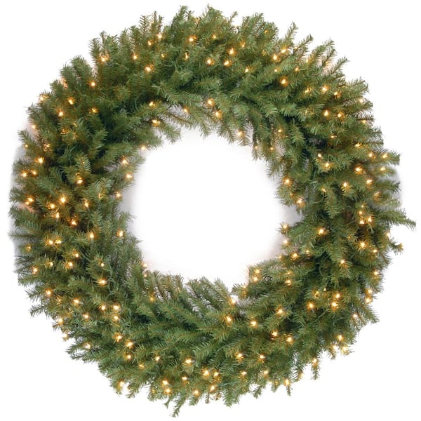 National Tree Company 48 in. Norwood Fir Artificial Wreath with Warm White LED Lights