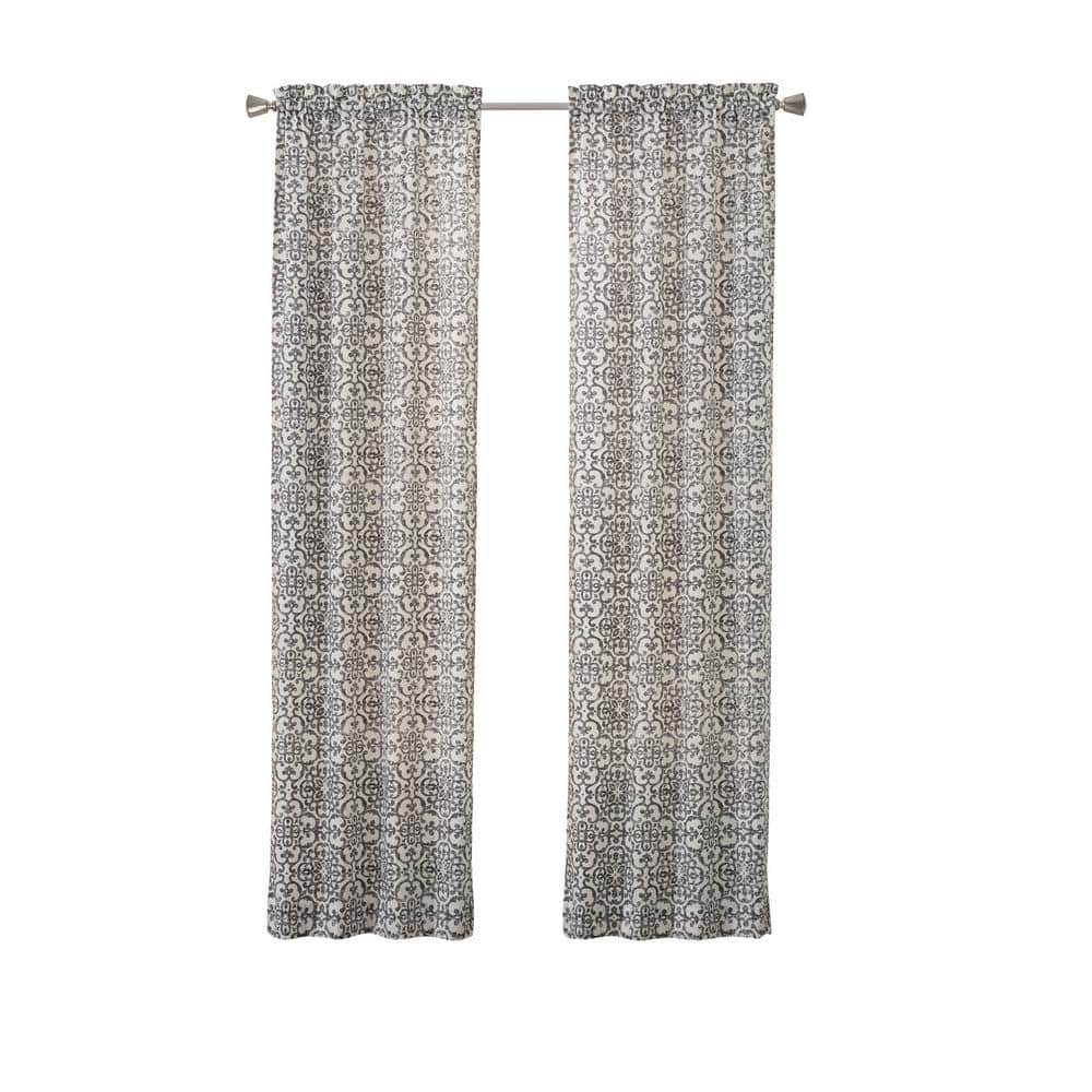 Gray Light-Filtering Cotton Polyester Rod Pocket Curtains, 84" x 28", 2-Pack