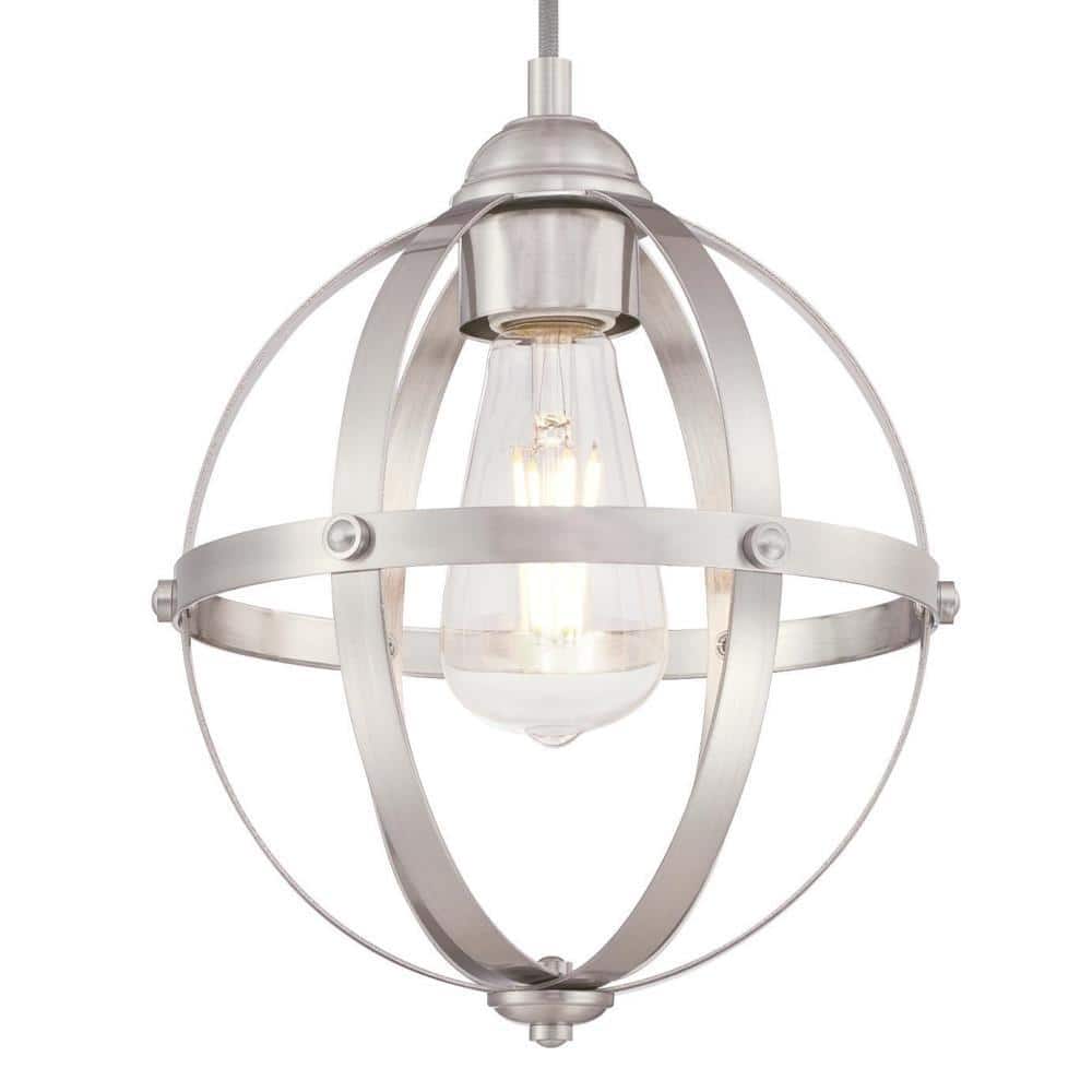 Stella Mira Brushed Nickel 9" Vintage-Industrial Mini Pendant