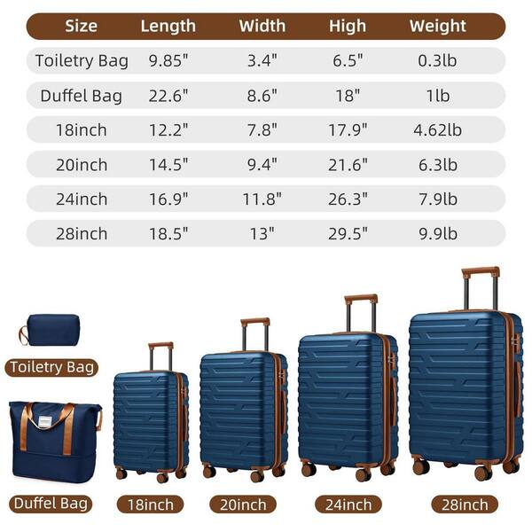 LIVACA 6-Piece Navy Blue ABS Plastic Hardside Expandable Spinner