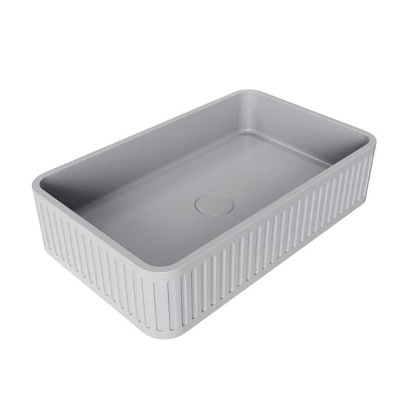 20.4 in. Rectangular Bathroom Vessel Sink with Overflow Drain in Gray Concrete