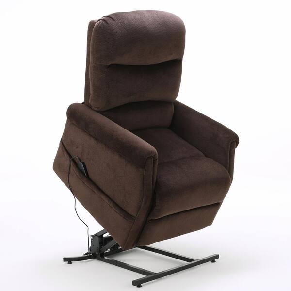 Noble House Halea 36 in. Width Big and Tall Chocolate Polyester Power Lift Recliner