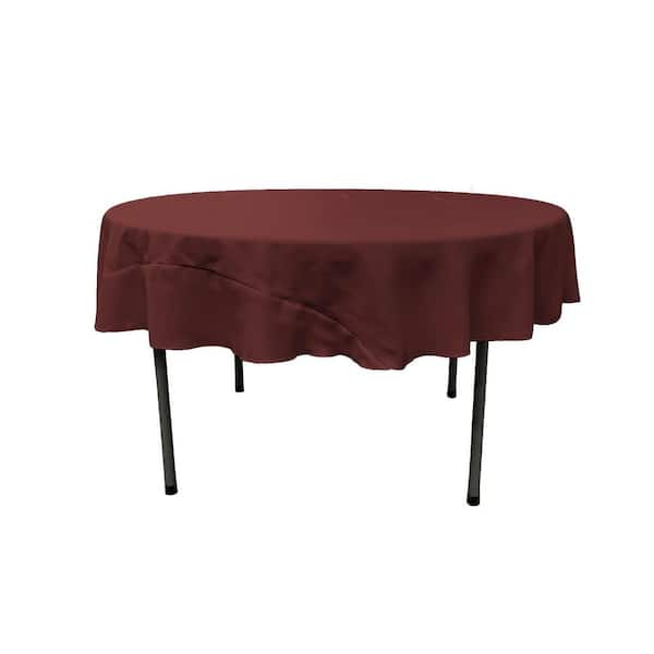 LA Linen Burgundy 72 in. Round Polyester Poplin Tablecloth