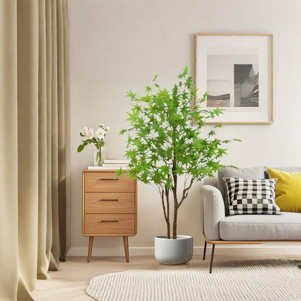 Garvee 4.9 ft. Artificial Maple Tree, Fake Green Plants Tree Plants In ...