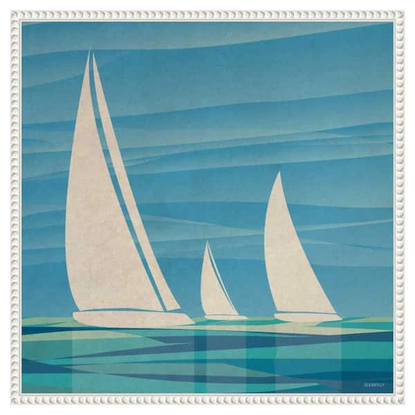 Amanti Art "Water Journey I Sailboats" by Dan Meneely 1-Piece Floater Frame Giclee Coastal Canvas Art Print 22 in. x 22 in.