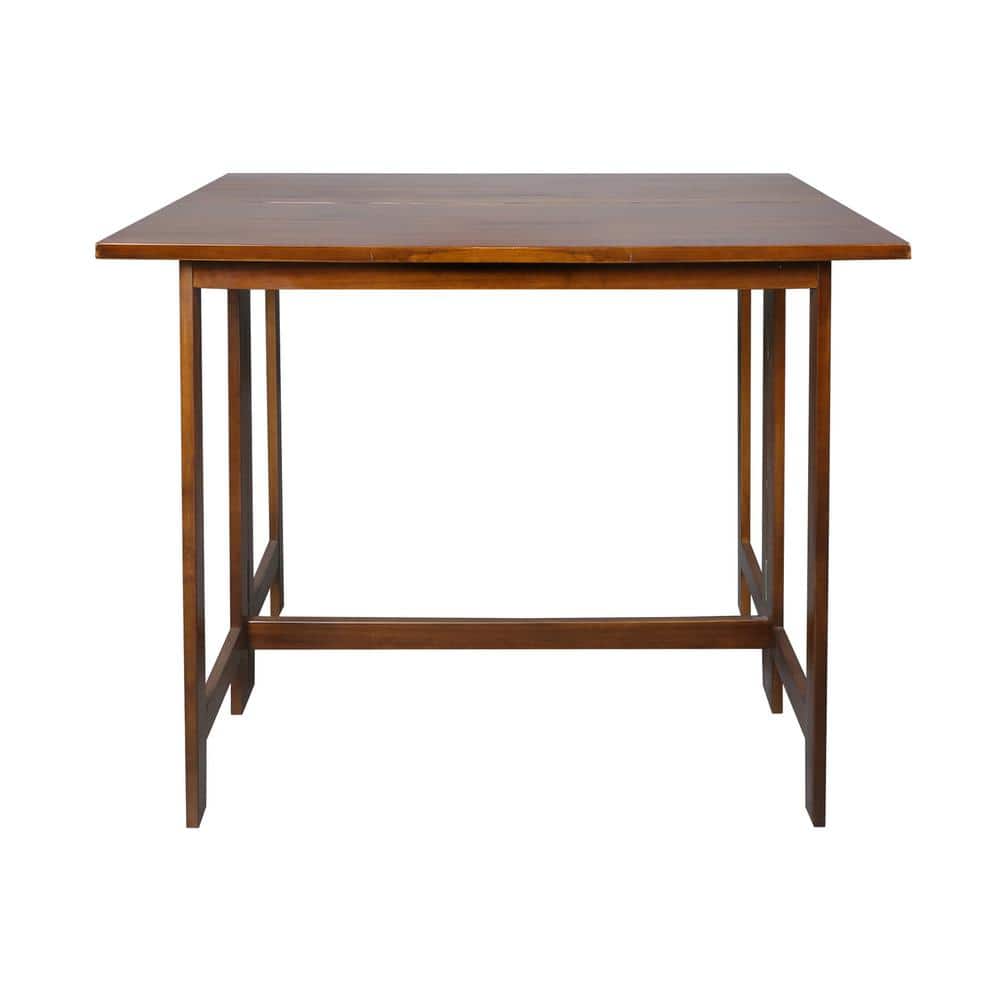 Warm Brown Solid Wood Flip-Top Folding Dining Table
