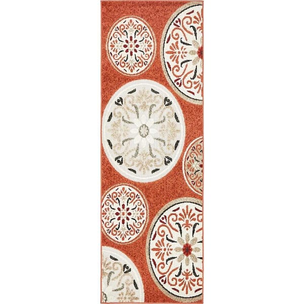 Outdoor Modern Terracotta 2 ft. x 6 ft. 1 in. Area Rug