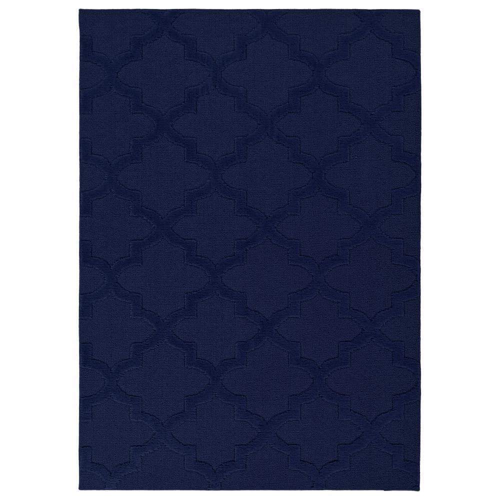 Navy Quatro 5 ft. x 8 ft. Cut-loop Trellis Area Rug price history on PriceWatchPro