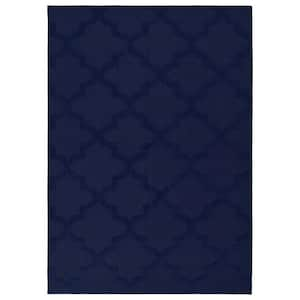 Navy Quatro 5 ft. x 8 ft. Cut-loop Trellis Area Rug