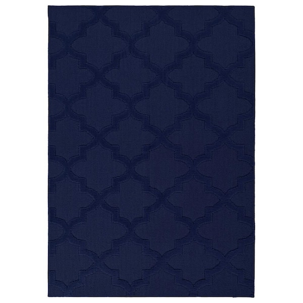 Navy Quatro 5 ft. x 8 ft. Cut-loop Trellis Area Rug
