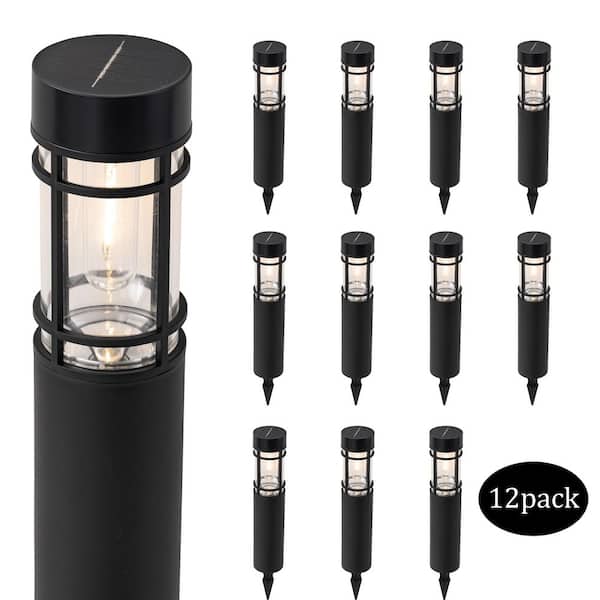 Black Solar LED Weather Resistant Outdoor Path Lights (12-Pack)