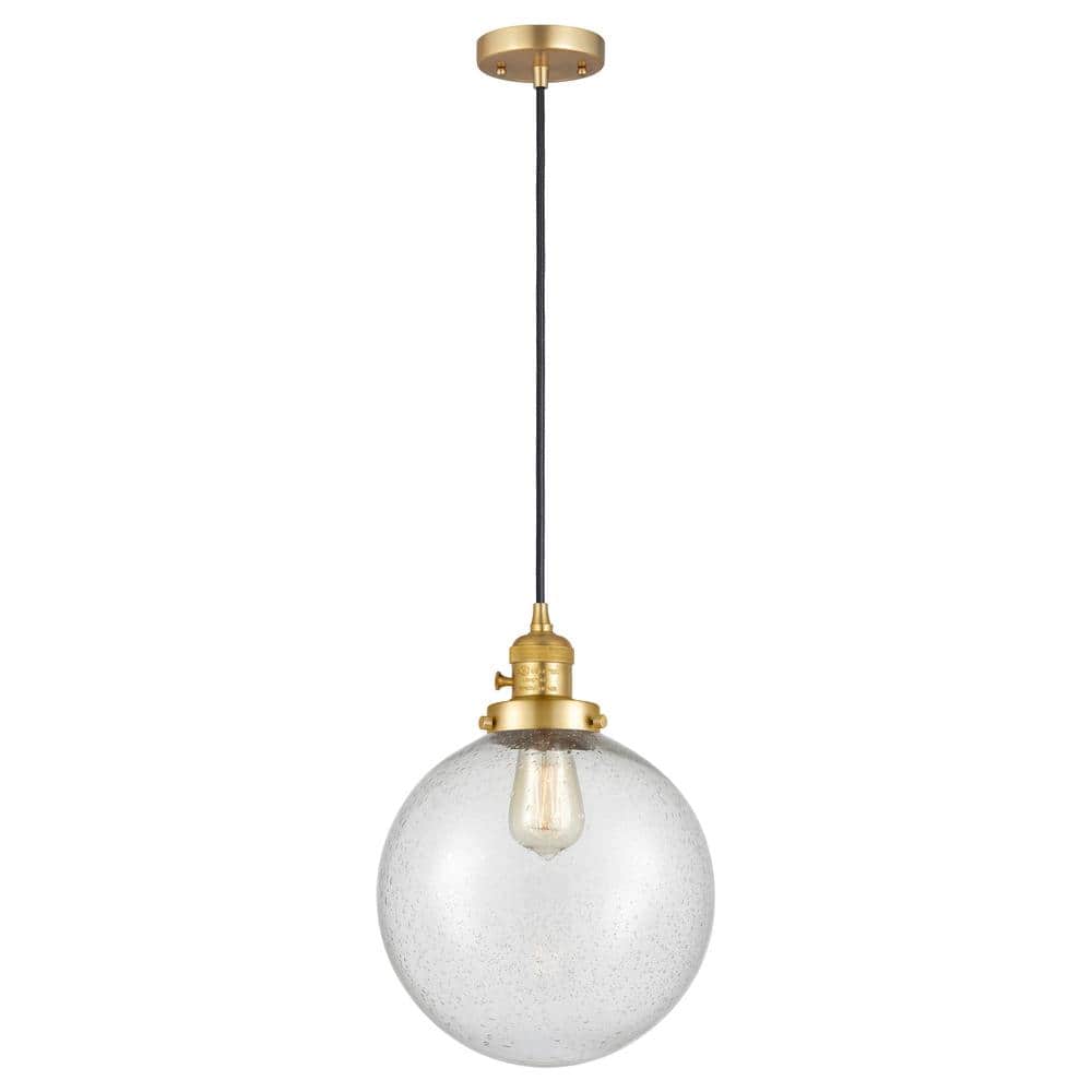 Beacon 60-Watt 1-Light Satin Gold Standard Mini Pendant Light with Seeded Glass Shade, No Bulbs Included price history on PriceWatchPro