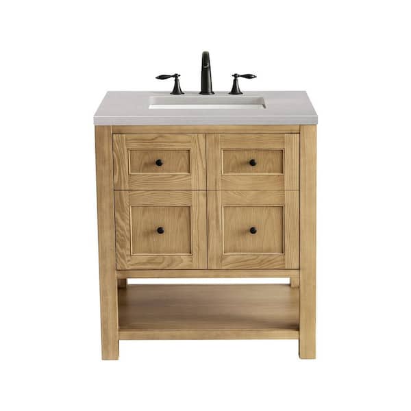 James Martin Vanities Breckenridge 30.0 in. W x 23.5 in. D x 34.2 in. H Bathroom Vanity in Light Oak with Eternal Serena Quartz Top