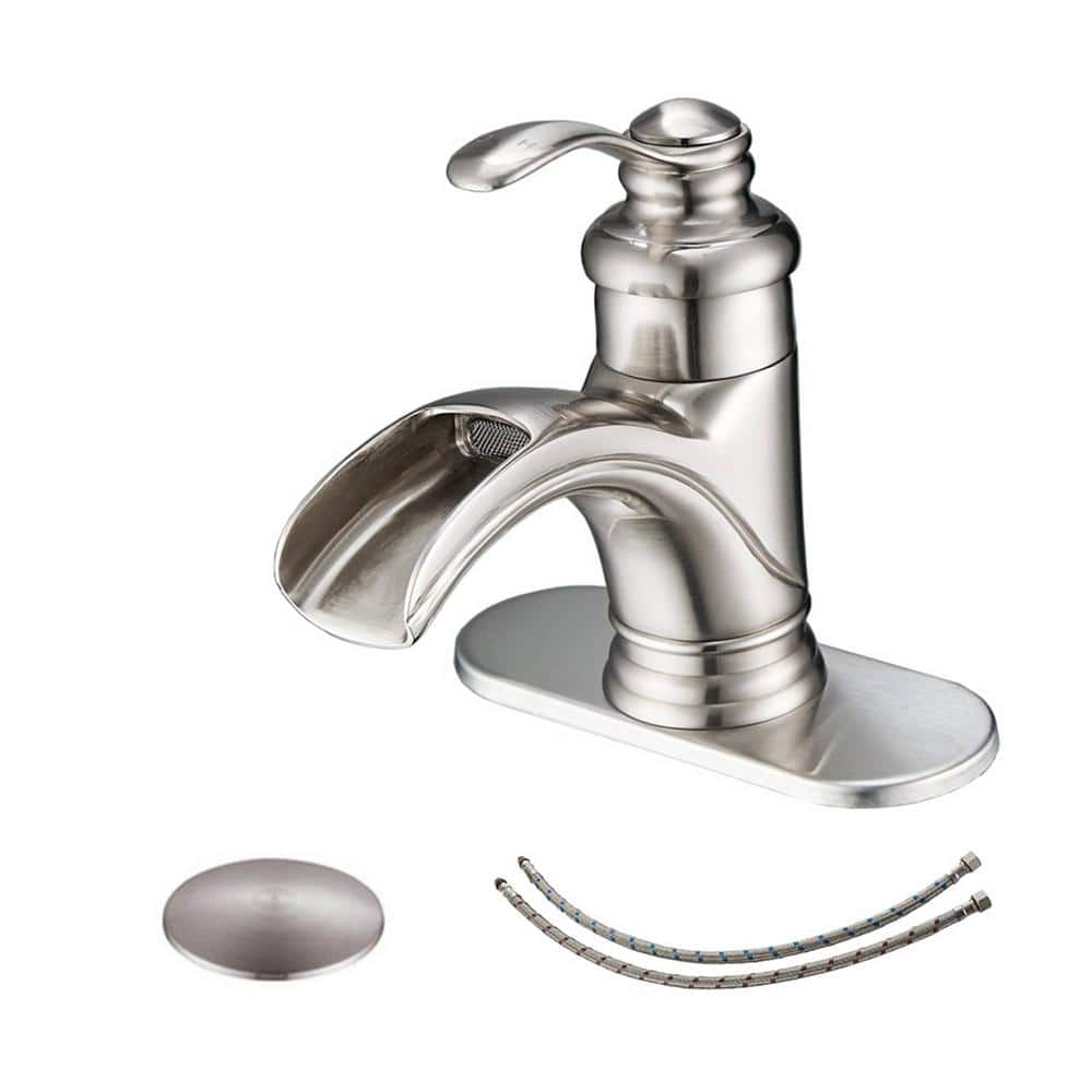 Single Handle Single Hole Bathroom Faucet with Drain Assembly Waterfall Bra