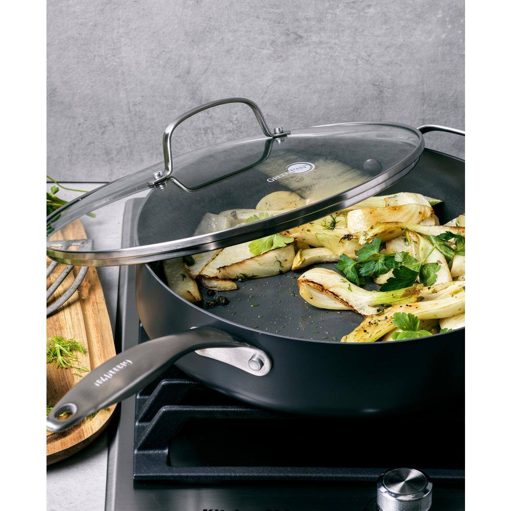 Black Aluminum 5QT Nonstick Saute Pan with Lid
