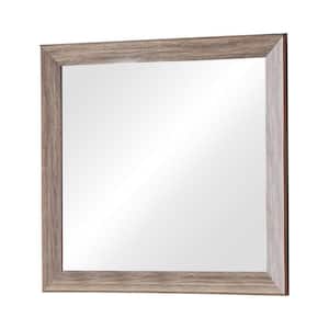 Modern 39 in. x 41 in. Rectangle Framed Brown Mirror with Wooden Frame and Washed Look