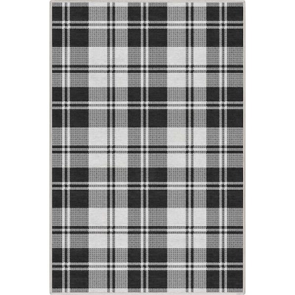 Well Woven Black 3 ft. 3 in. x 5 ft. Apollo Plaid Farmhouse Geometric Area Rug