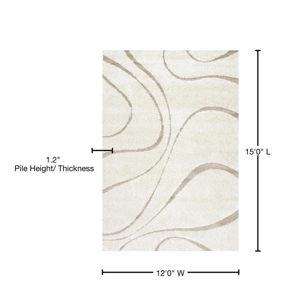 Lt Beige Tufted Synthetic Shag Area Rug, 62" x 26"
