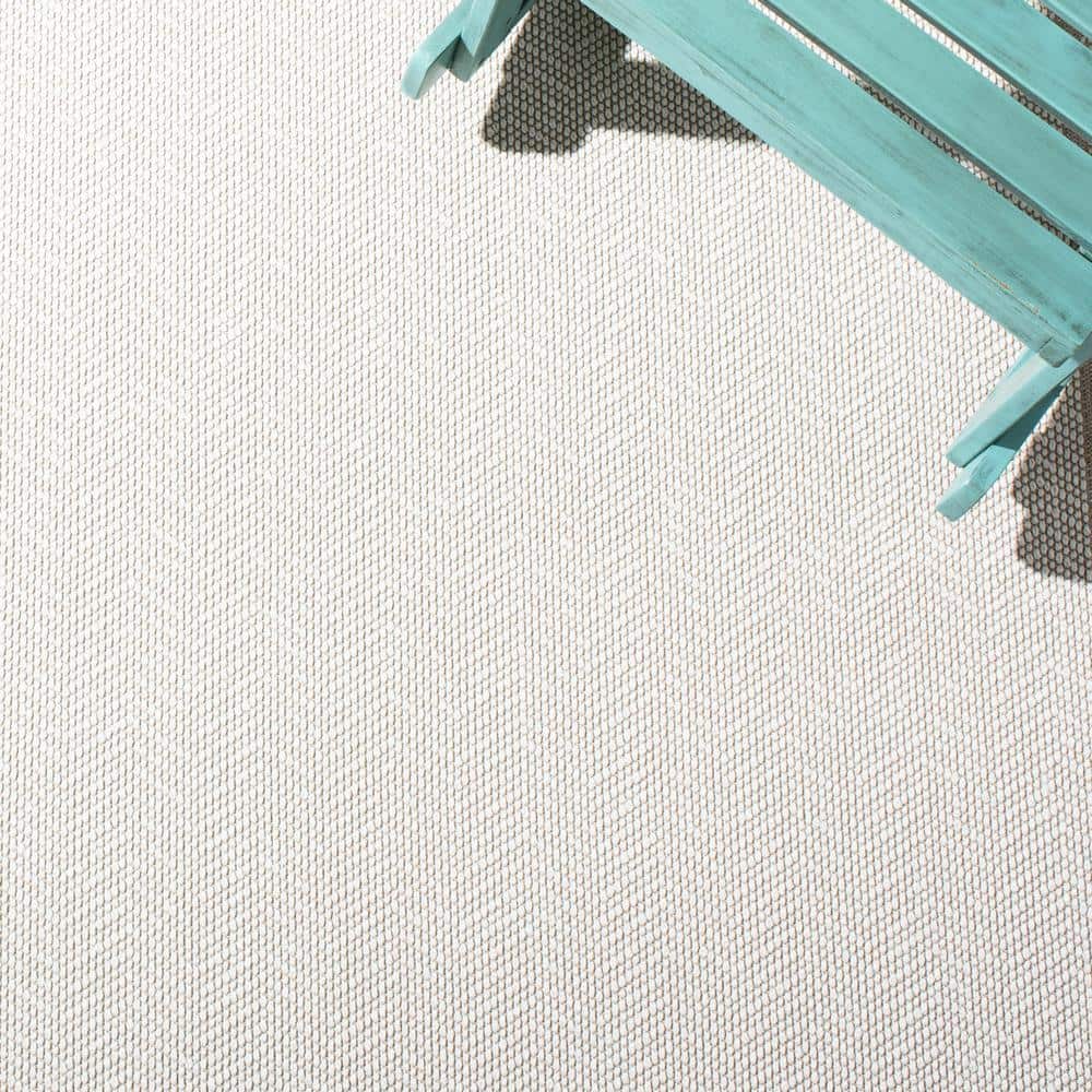 Ivory and Beige Synthetic Runner Rug, 9' x 2'2"